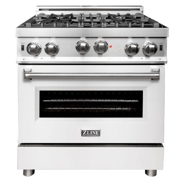 ZLINE 30 in. Professional 4.0 cu. ft. 4 Gas on Gas Range  with White Matte Door, RG-WM-30